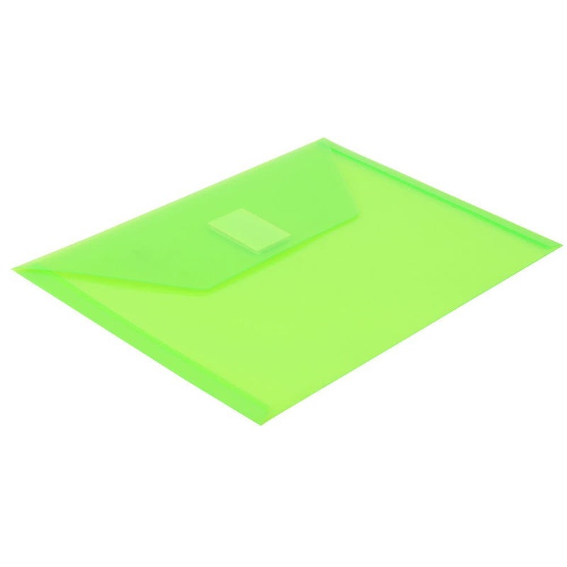 JAM PAPER Plastic Envelopes with Hook & Loop Closure - Index - 5 1/2 x 7 1/2 - Lime Green - 12/Pack - Image 2